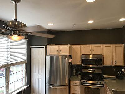 Kitchen renovated in 2017 with new ceiling fan, recessed lighting, and st