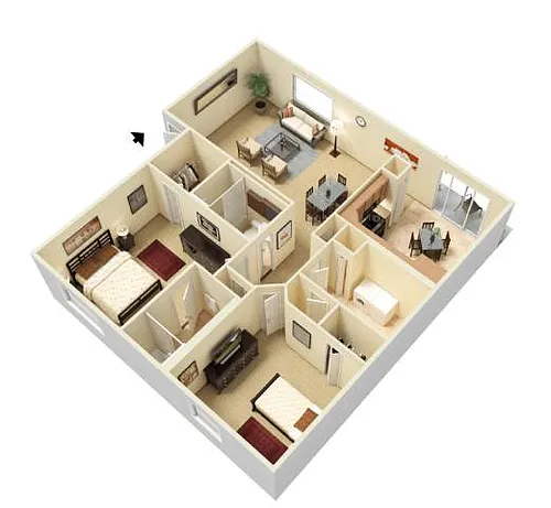 Floor plan 2 Bedrooms, 2 Bathrooms