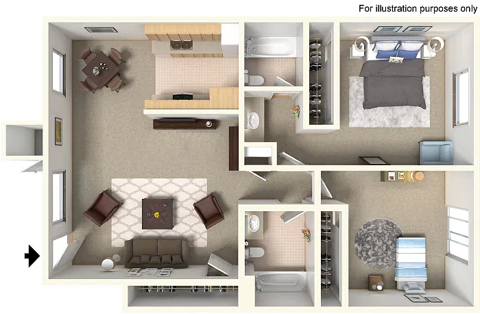 Floor plan 2 Bedroom 2 Bath