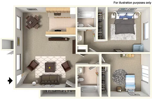 Floor plan 2 Bedroom 2 Bath