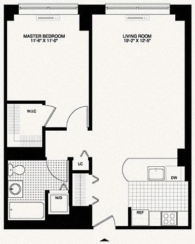 Floor plan 1 Bed - 1 Bath