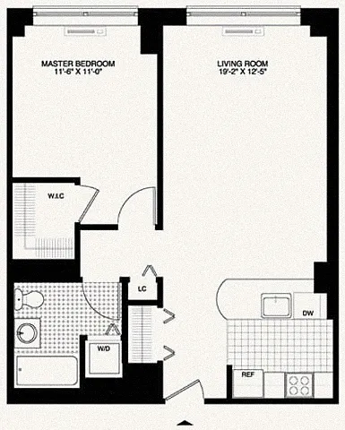 Floor plan 1 Bed - 1 Bath