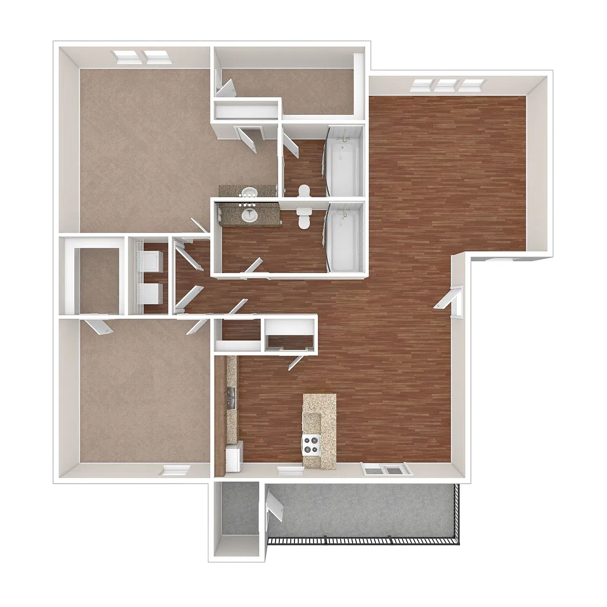 Floor plan Two Bedroom Two Bath Step Up