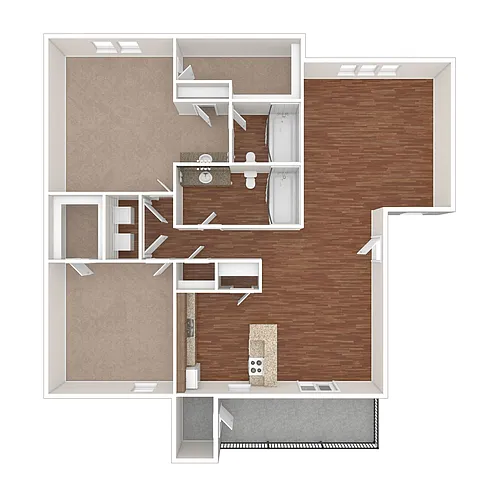 Floor plan Two Bedroom Two Bath Step Up
