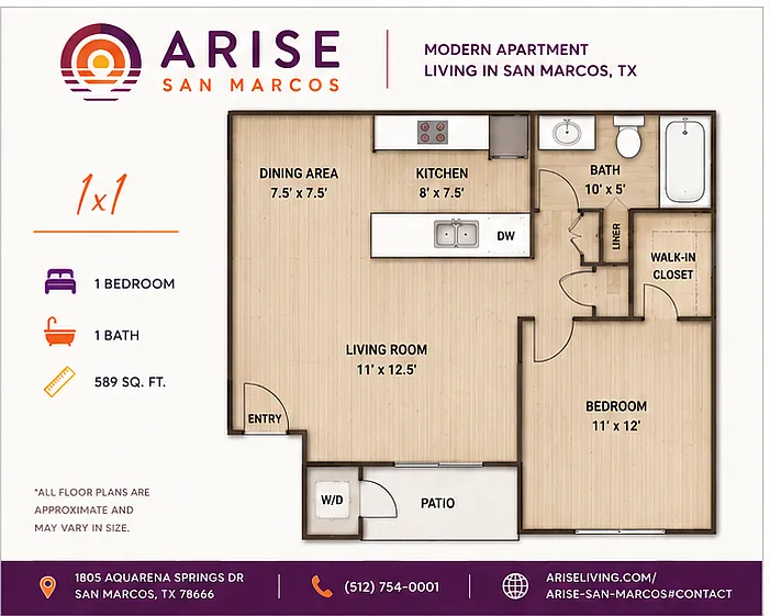 Floor plan Large 1x1