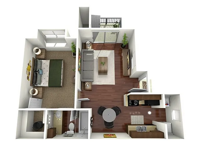 Floor plan 1 Bed, 1 Bath A (140% Income Restricted)