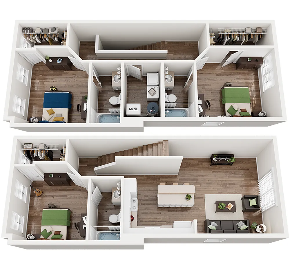Floor plan 3 Bed x 3 Bath Townhome