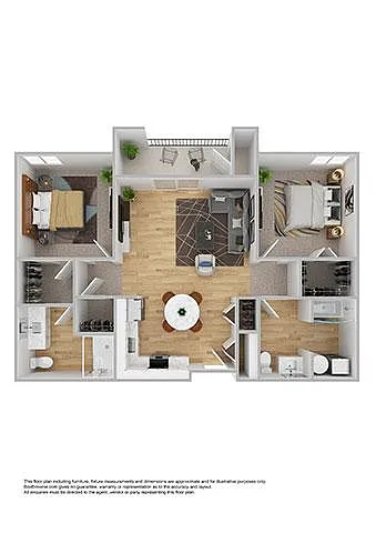 Floor plan 2 Bed | 2 Bath - B