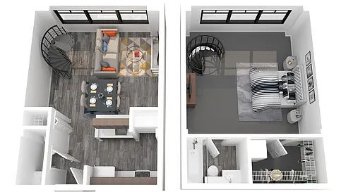 Floor plan 1 Bedroom 1.5 Baths