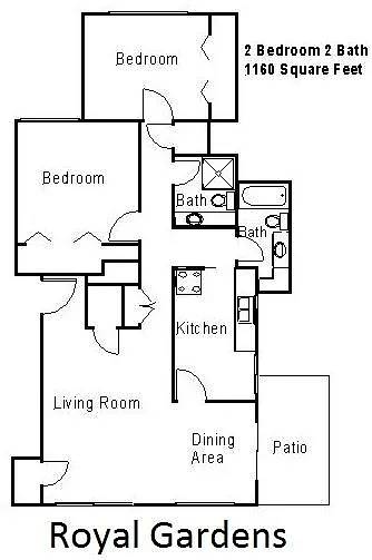 Floor plan 2 Bed 2 Bath - Vinyl Plank Flrs - WD Hookups