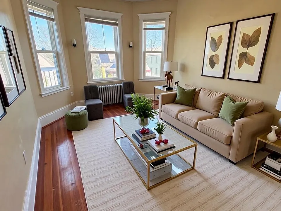 living room virtually staged