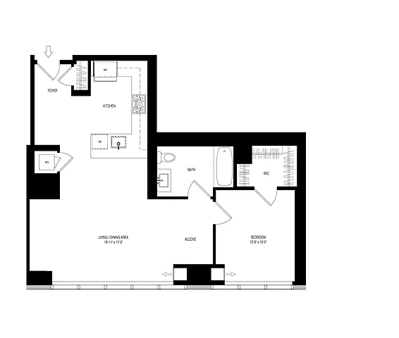 Floor plan 100 Park 1 Bed 1 Bath