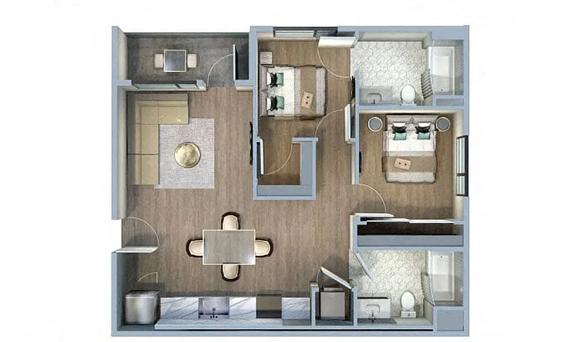 Floor plan 2 Bed/2 Bath-2G