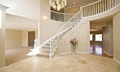 Foyer with updated limestone entry.