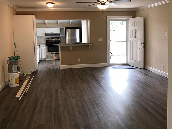 new plank flooring, crown and base