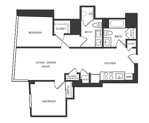 Floor plan 2 Bed/2 Bath-W