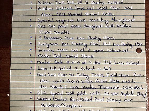 List of what the home has