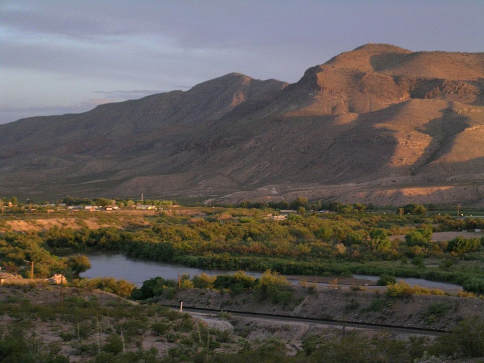 The Rio Grande river and Robledo Mtns.