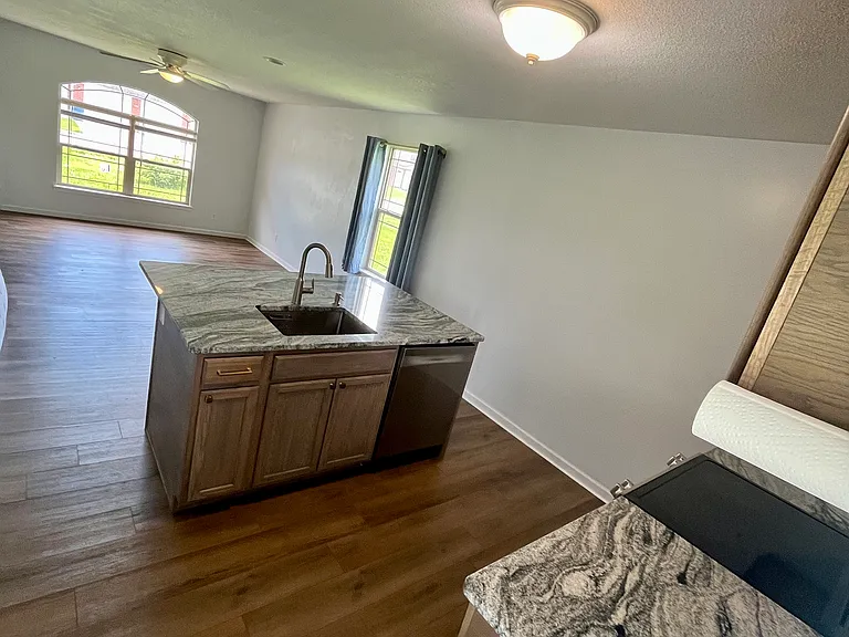 kitchen and living room
