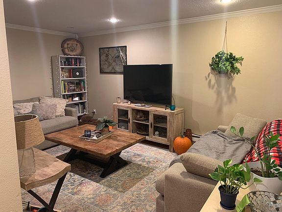 View into living room from entry