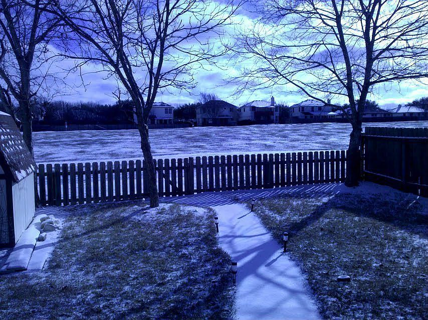Backyard view from covered porch