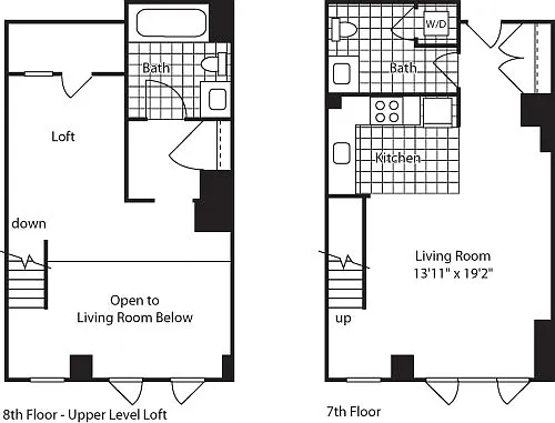 Floor plan 1 Bed Loft (North) - 854
