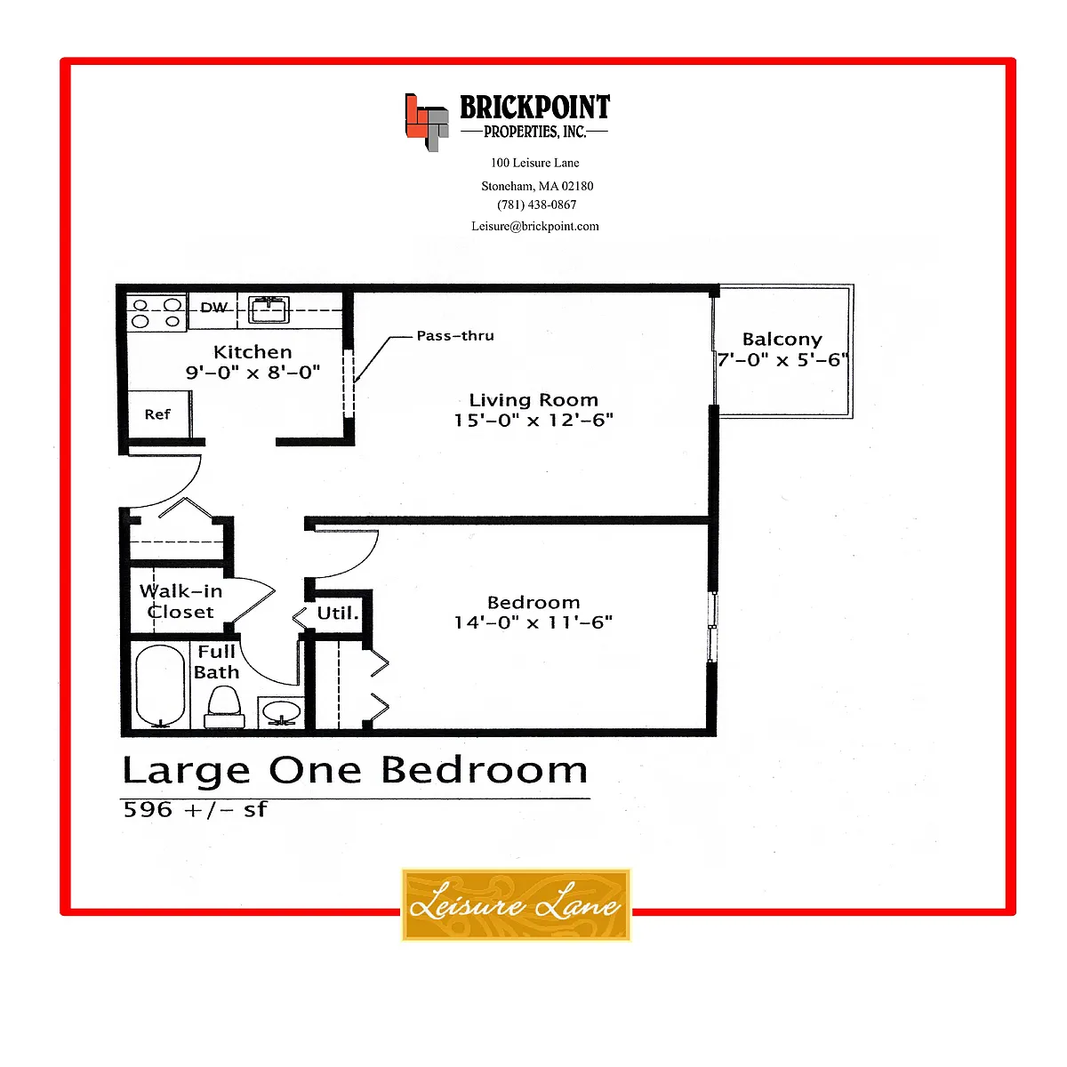 Floor plan Large 1 Bedroom