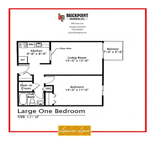 Floor plan Large 1 Bedroom