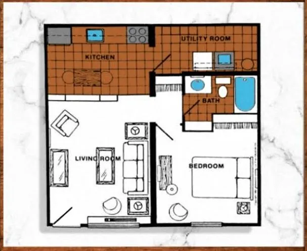 Willow Lakes 1 BR Floor Plan Willow Lakes 1 BR Floor Plan