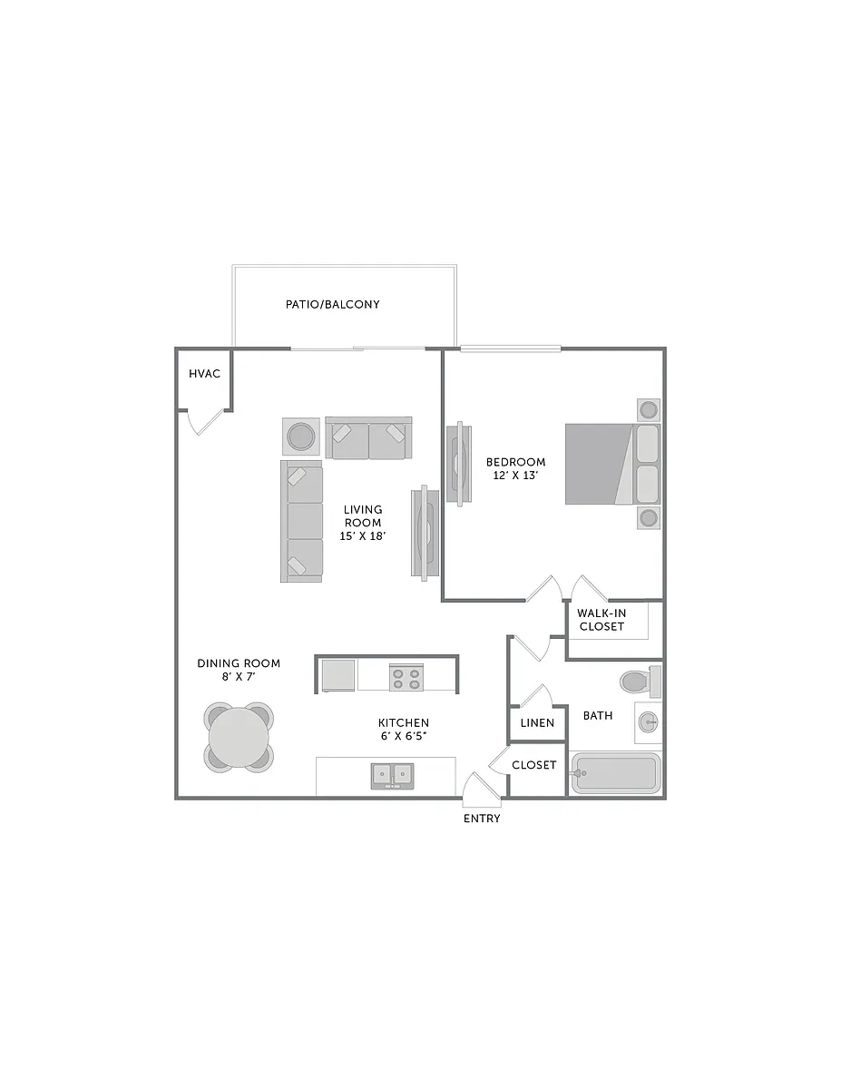 Floor plan 1 Bedroom 1 Bath
