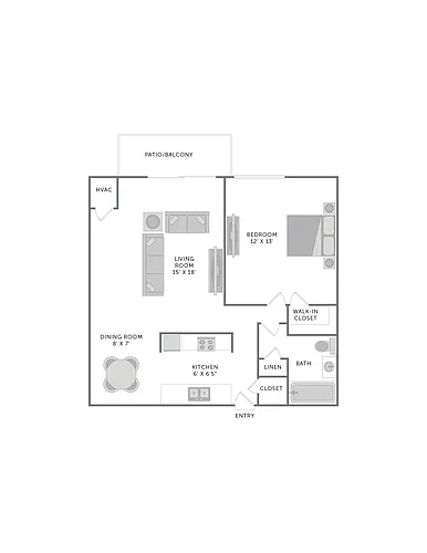 Floor plan 1 Bedroom 1 Bath