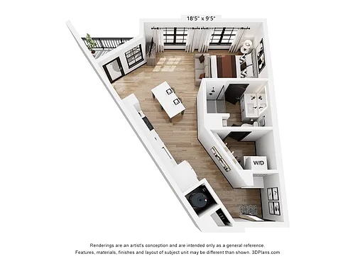 Floor plan S5: 0 Bed 1 Bath