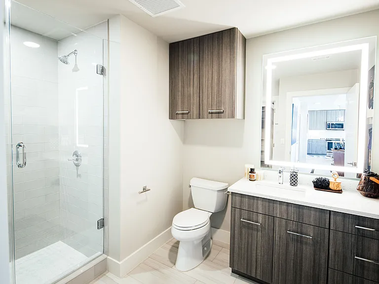 Walk-in Showers with Soft Close Cabinet Doors