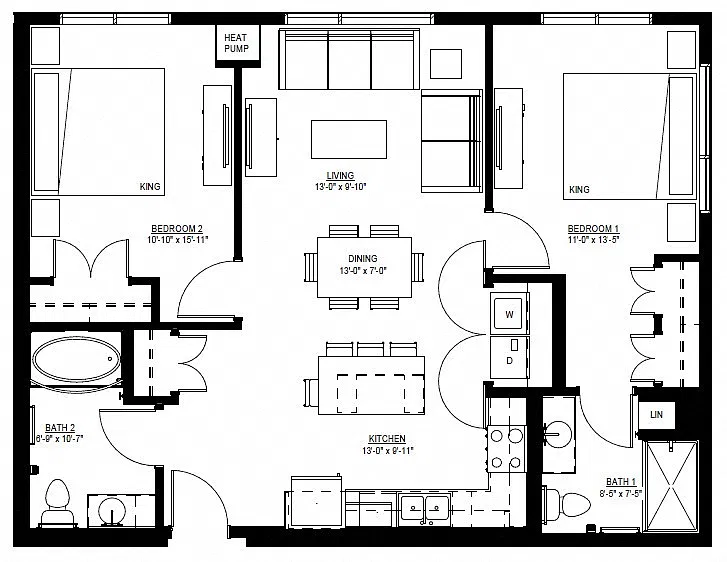 Floor plan Two Bedroom - D (60%)