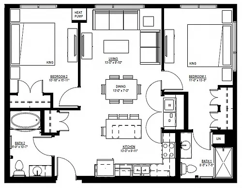 Floor plan Two Bedroom - D (60%)