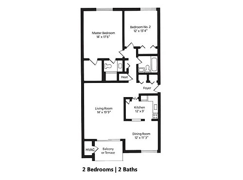 Floor plan 2 Bedroom 2 Bath
