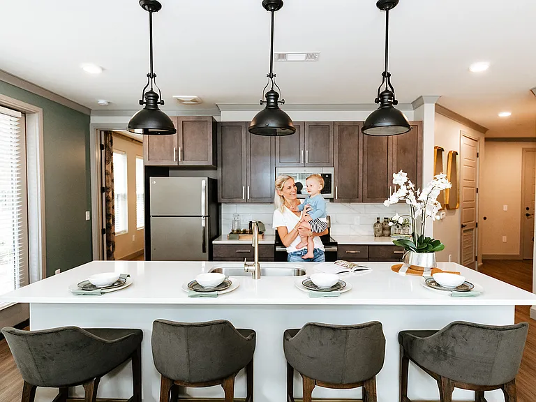Spacious kitchen with large island
