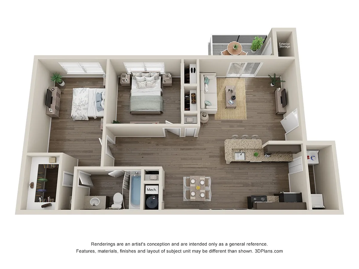 Floor plan Two Bed One Bath 911sqft
