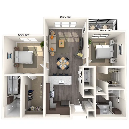 Floor plan B2 2x2 1121 SF-FP