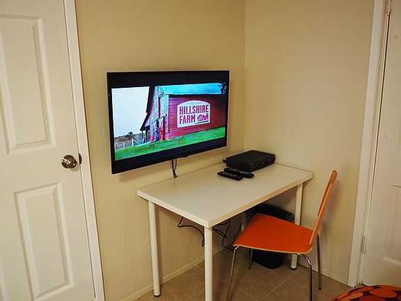 Working space with basic cable TV and internet.