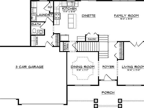 Standard main floor plan of the Ashton plan.