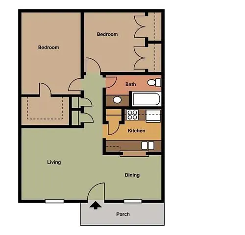 Floor plan 2Bedroom-1Bathroom