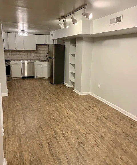 View of kitchen from dining room