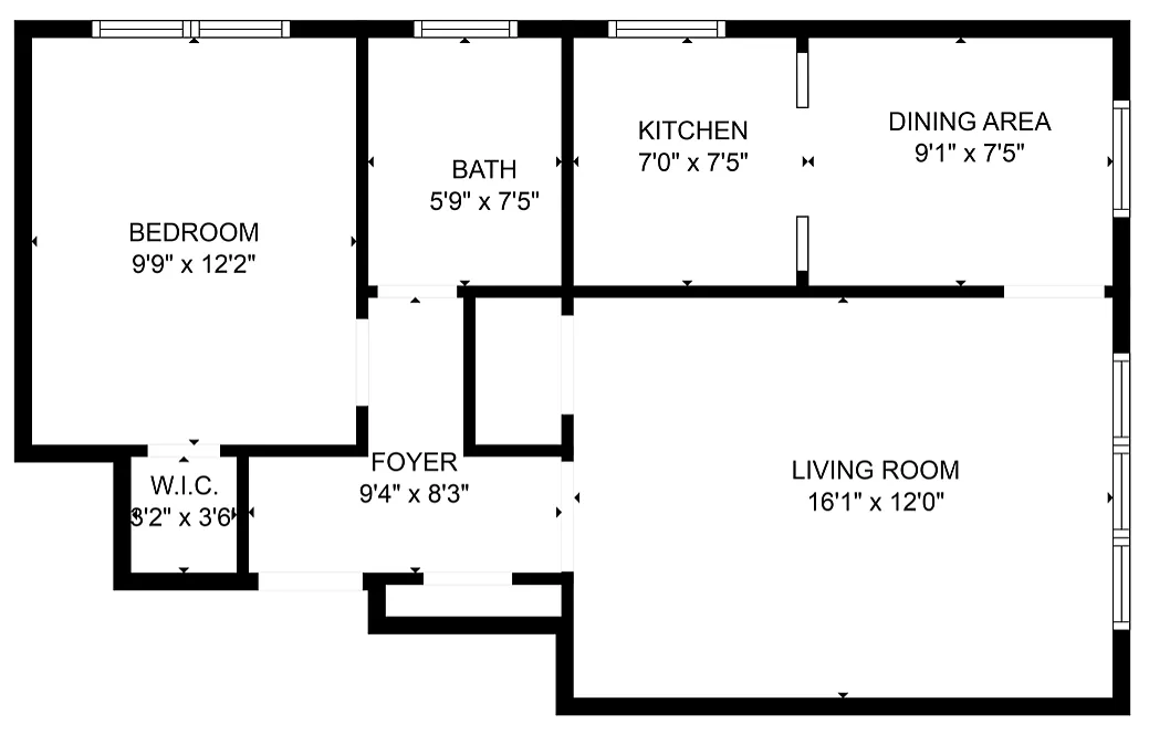 Floor plan 1 Bedroom 1 Bath