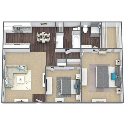 Floor plan B1: 2 Bed 2 Bath