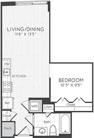 Floor plan 1 Bed/1 Bath