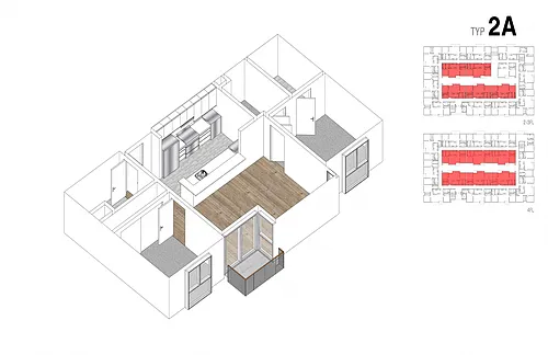 Floor plan 2 Bed - 2 Bath