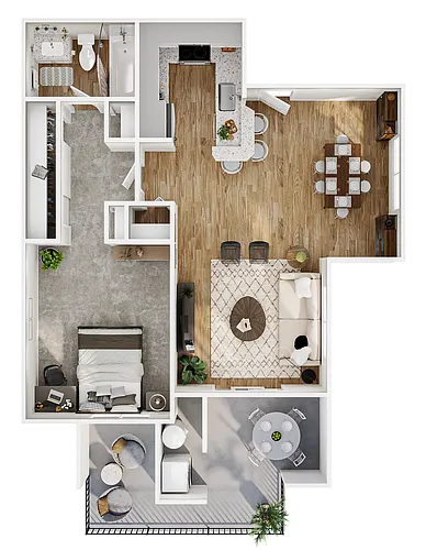 Floor plan 1 Bed, 1 Bath C