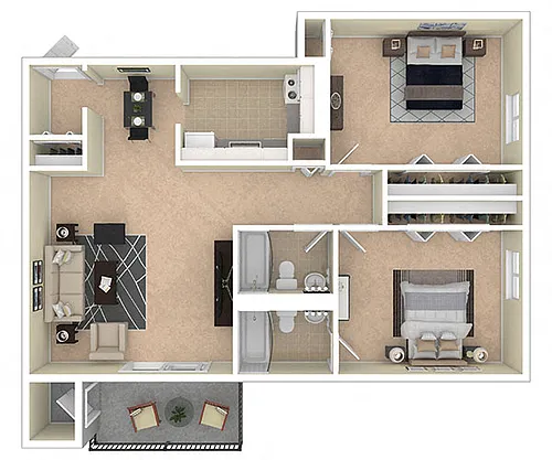 Floor plan 2 BEDROOM - 2 BATH