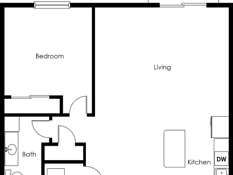1 Bed / 1 Bath 739 sq ft